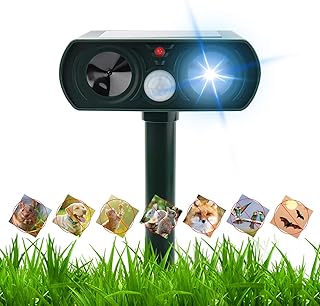 Ultraschall Abwehr Katzenschreck, Ultraschall Vertreiber mit Bewegungsmelder und Ultraschall Blitz, Tiervertreiber Ultrasc...