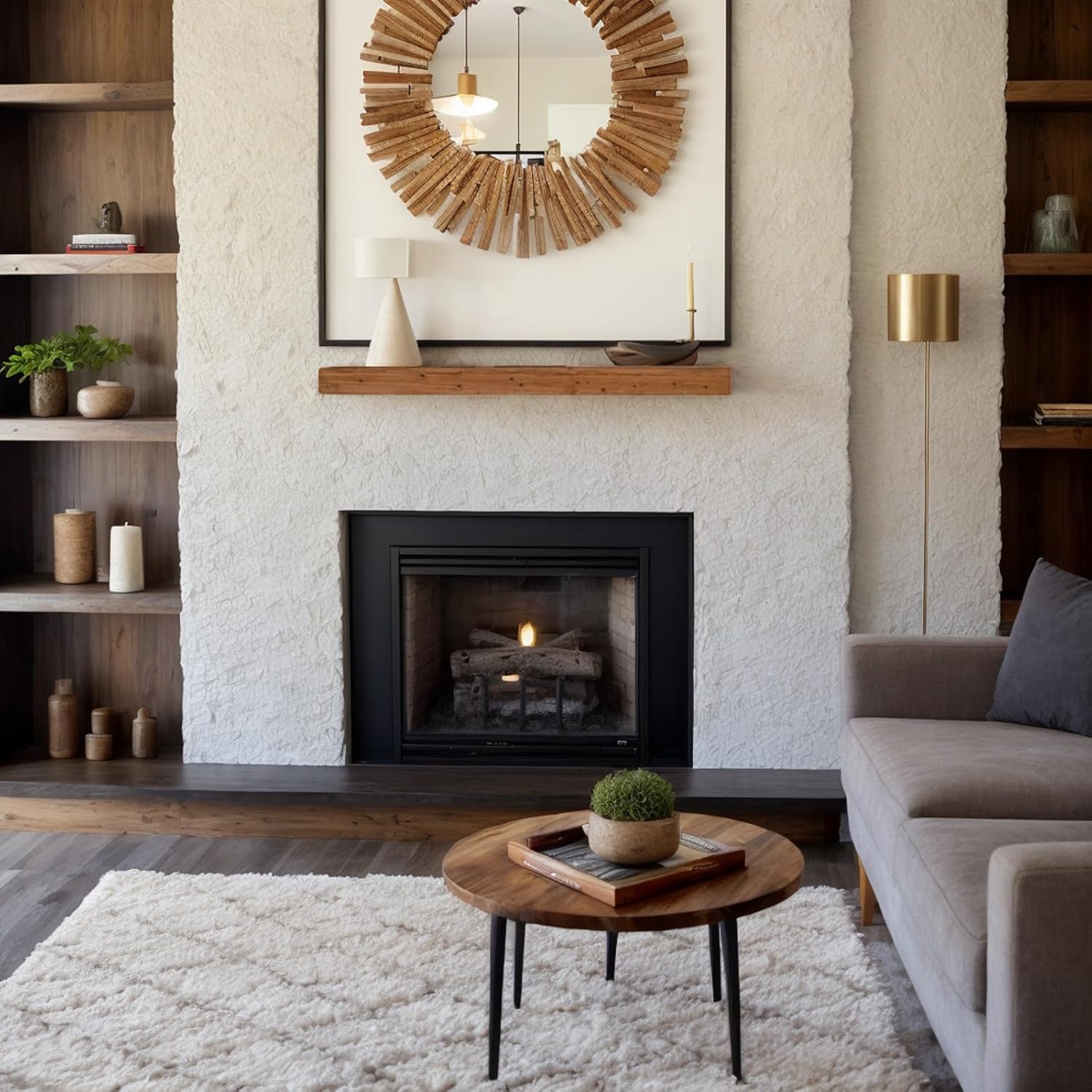 FUIN 72 Inch Wood Fireplace Mantel, Wall-Mounted Mantles for Over Fireplace, Fire Place Mantel Floating Mantel Shelf, Natural