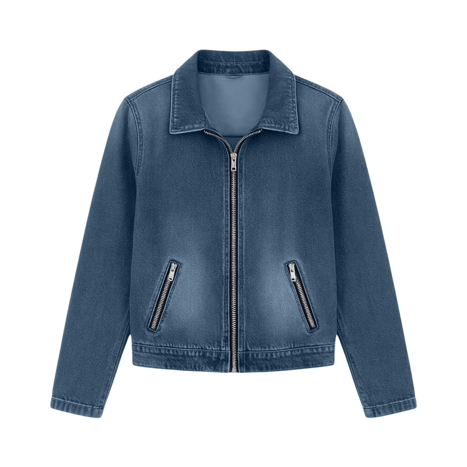 Jeansjacke Damen Oversize Jacke Casual Herbstjacke Zipper Kurzjacke Mode Kleidung Hemdjacke Frauen Übergangsjacke Sommer Herbst Jeansjacken Kurz Sweatjacke Langarm Denim Jacket Jeanshemd Damenjacken