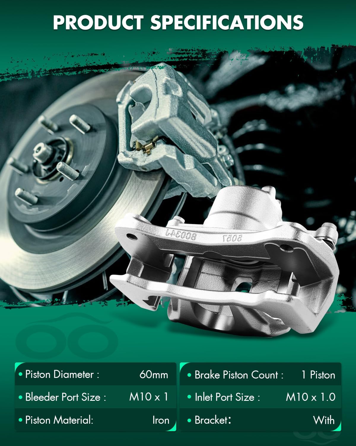 SCITOO Front Brake Calipers With Bracket 19B2614C 19B2615C Compatible For Mitsubishi For Eclipse 2006-2012,For Mitsubishi For Galant 2004-2009