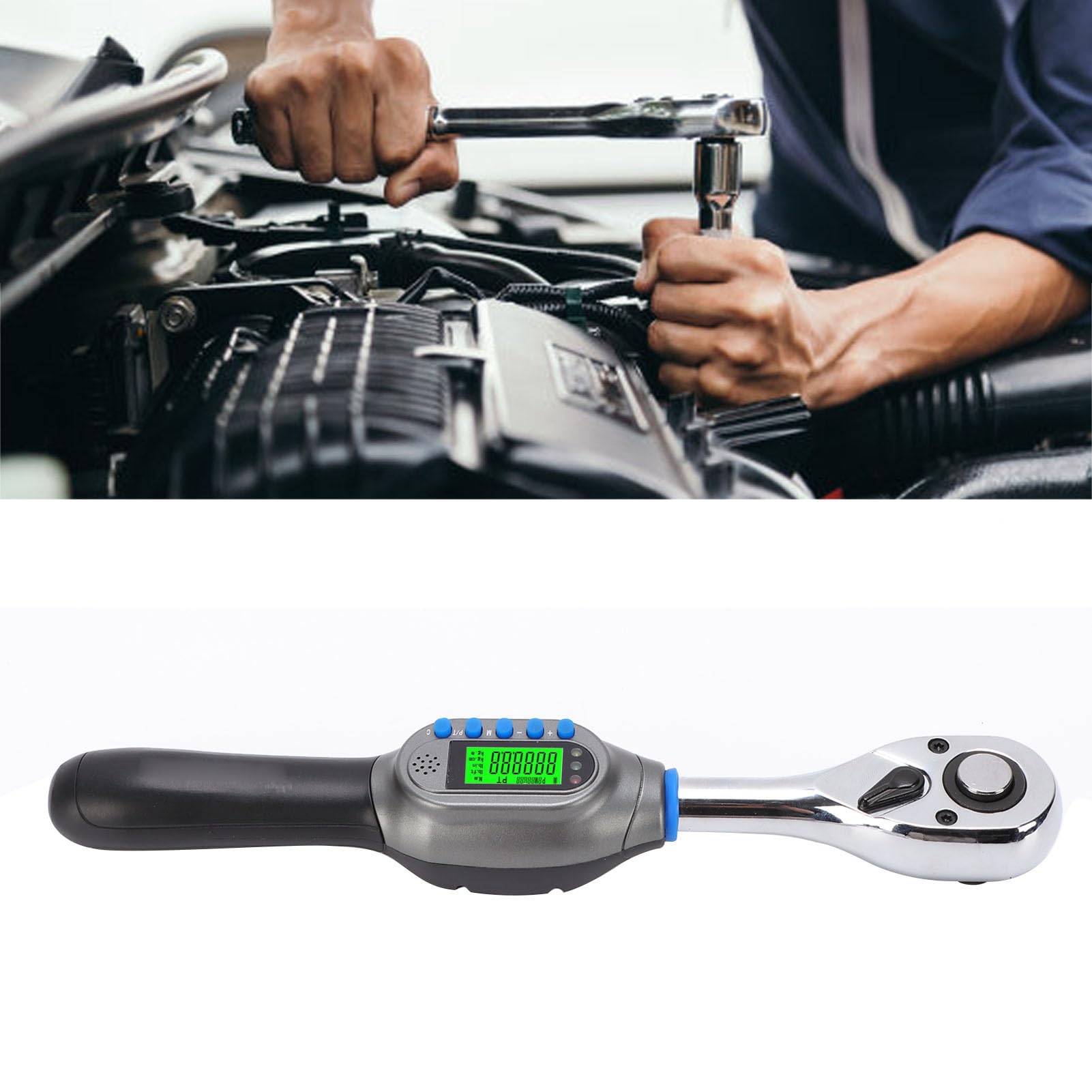 Cyfrowy Klucz Dynamometryczny 1/2 Cala 5-100 Nm, Elektryczny Ekran LCD z Dźwiękowym Alarmem świetlnym 10 ustawień Wstępnych 500 Miejsc Przechowywania Danych, Idealny do Drukarek 3D Rowery