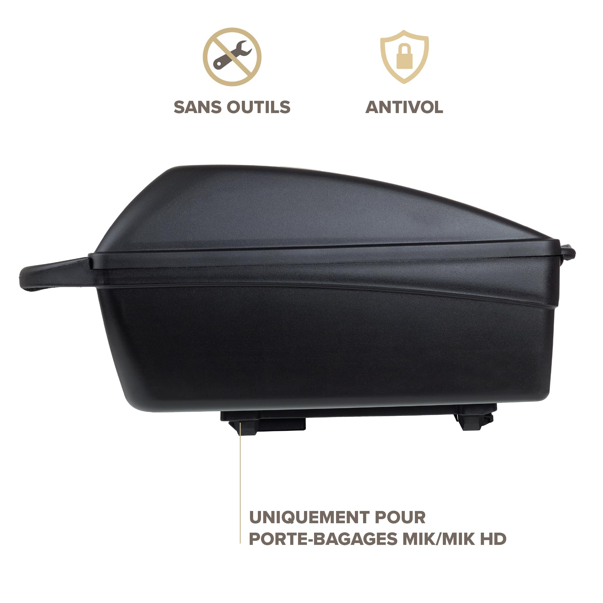 POLISPORT 8870100002 – Coffre arrière vélo 11L, verrouillable et étanche, Mallette Robuste pour vélo, Compatible avec Porte-Bagages MIK & MIK-HD SnapLock, Noir