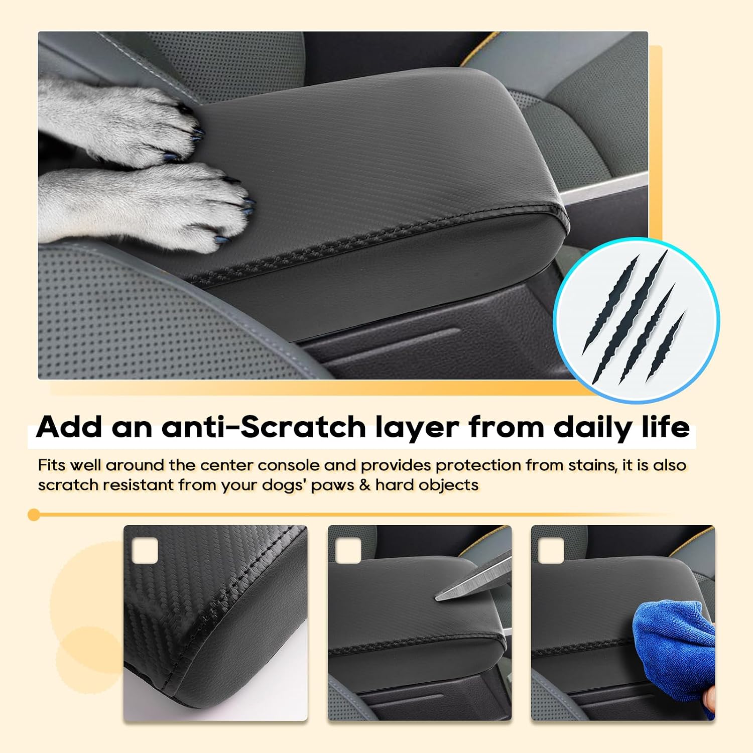 LFOTPP 2024 Tacoma Armrest Cover Tacoma Center Console Cover for 2024 T oyot a Tacoma[Limited/TRD Pro/Trailhunter] Arm Rest Cover Interior 2024 Tacoma Accessories Leather Anti-Scratch Waterproof Black