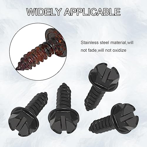 Miniatura 4 de NTNEV Kit de tornillos de placa de acero inoxidable, robo, antirruido y pernos de placa a prueba de óxido para asegurar marcos o cubiertas de