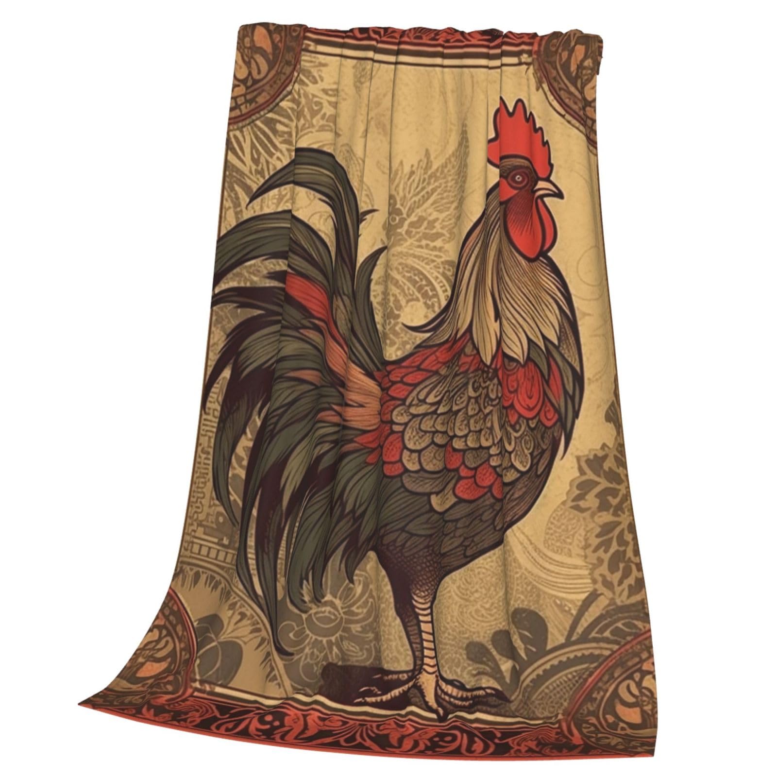 Couverture coq en flanelle de microfibre douce pour canapé et toutes saisons 152x127 cm