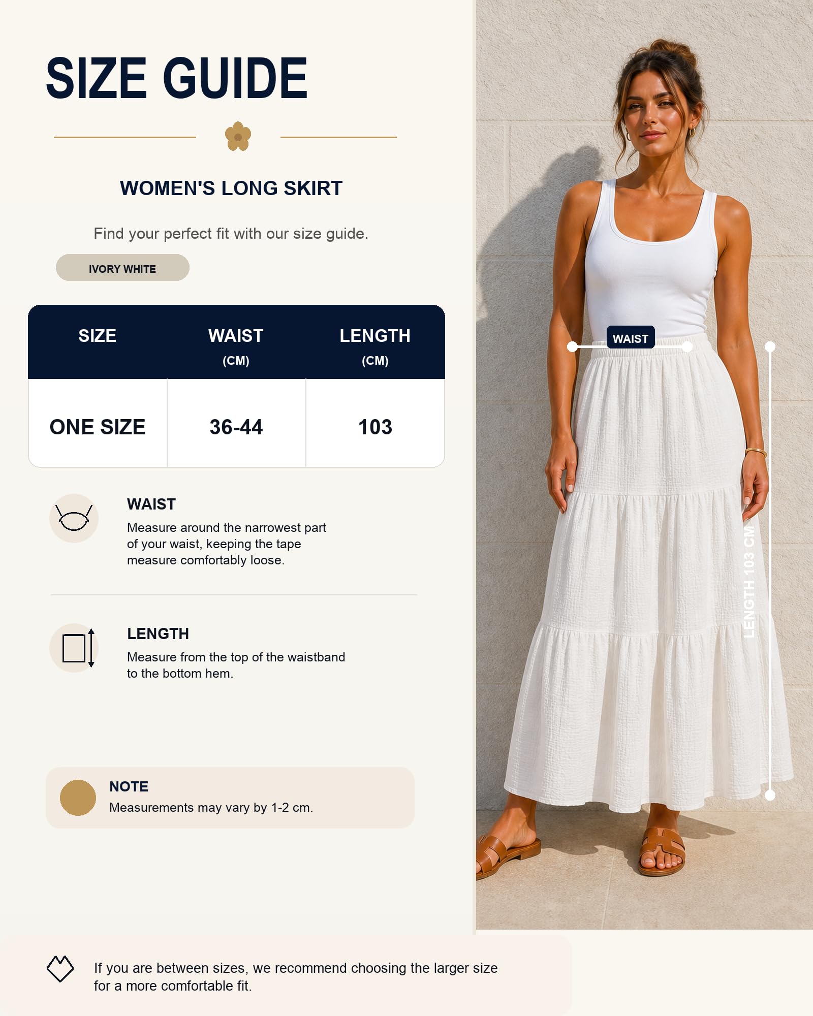 Van Der Rich ® - Gonna Lunga in Garza di Cotone Stile Boho con Volant e Vita Elasticizzata - Donna