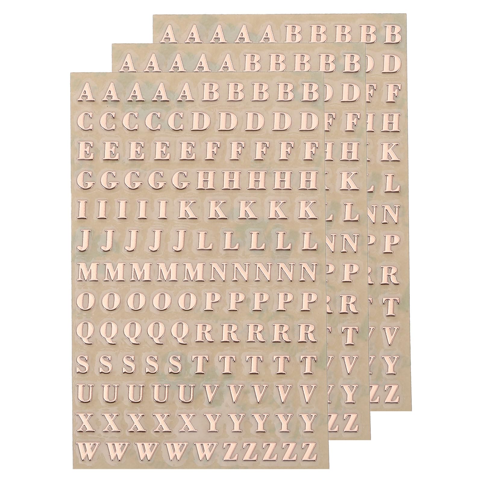 sourcing map 3 Sheets 3mm/0.12inch Mini Letter Stickers, 3D Alloy Self Adhesive Uppercase A-Z Alphabet Sticker for Crafts Scrapbooking Greeting Cards Decors, Rose Gold