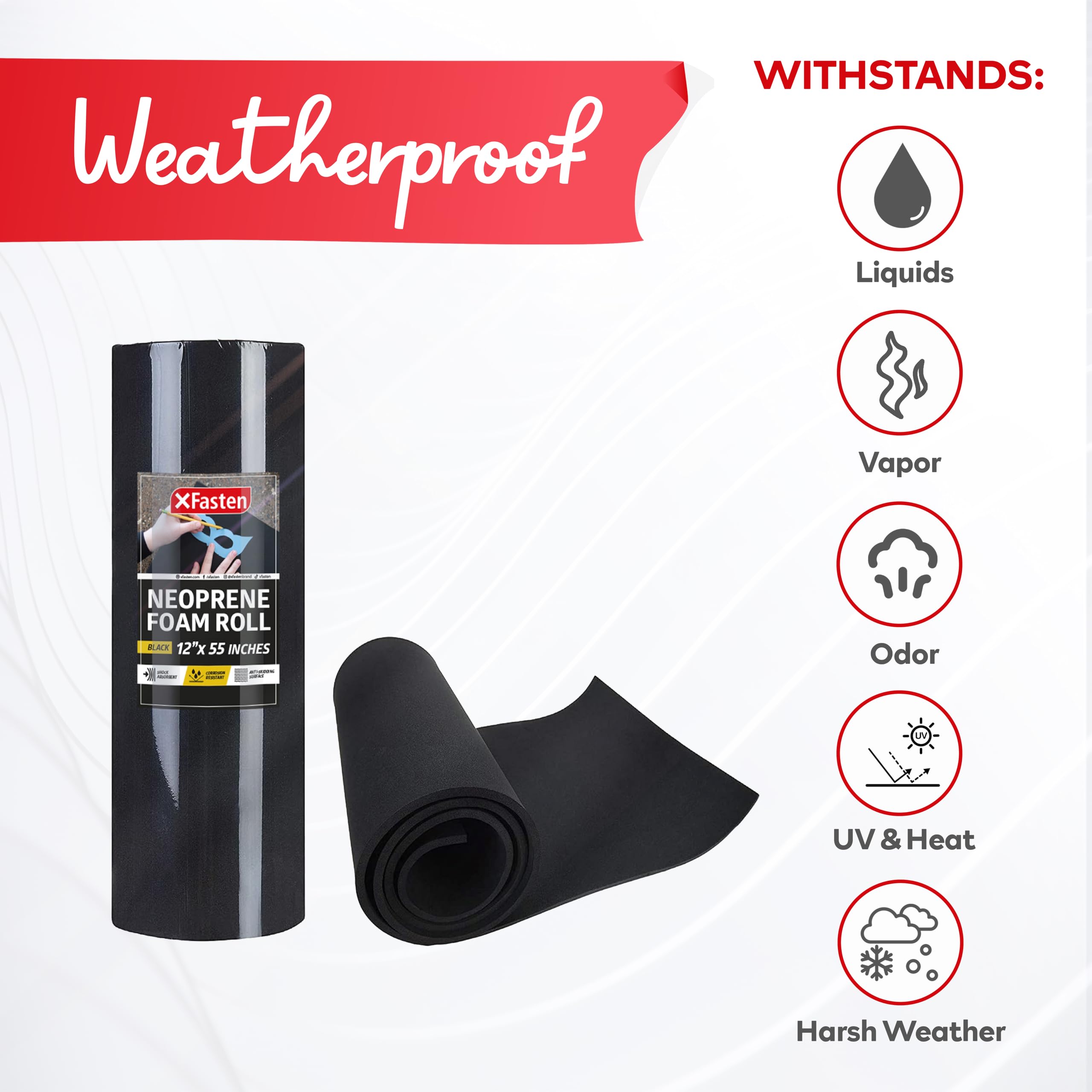 Amazon.com: XFasten Neoprene Sponge Foam Rubber Sheet Roll, Black