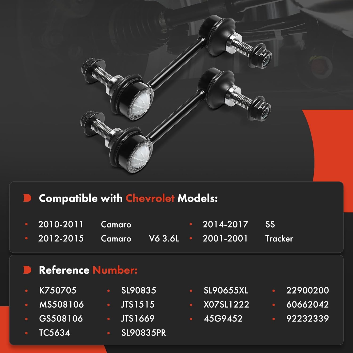 A-Premium 2 x Rear Sway Bar Links Stabilizer Bar Links, Compatible with Chevrolet Camaro 2010-2015, SS 2014-2017, Tracker 2001