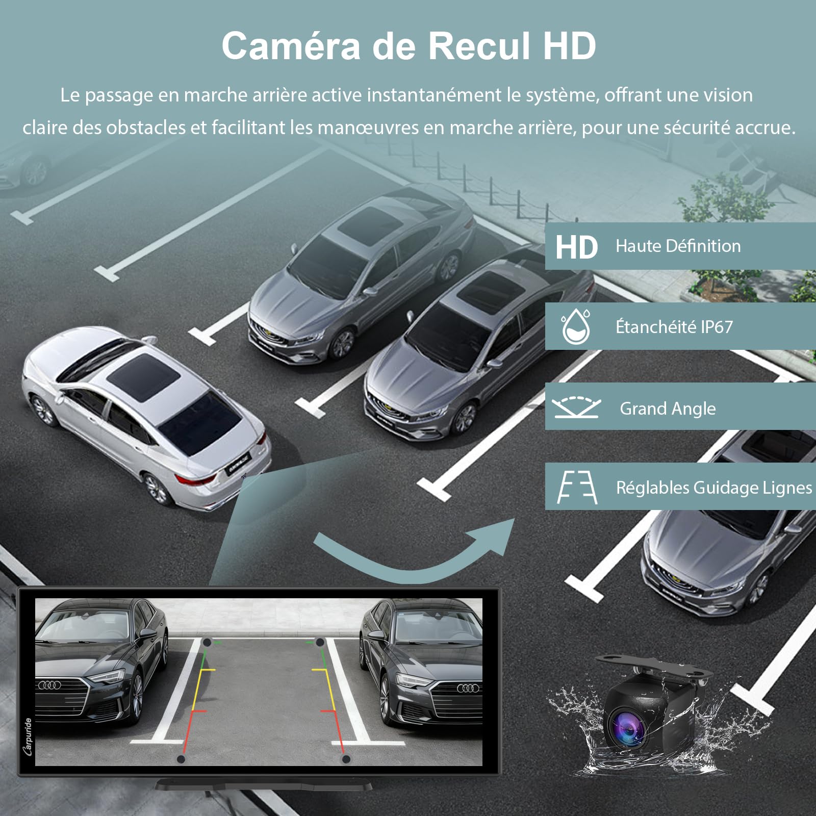 Carpuride W125P CarPlay Écran avec Net-flix Youtube, Sans Fil Carplay & Android Auto, 11,26" HD Tactile Écran avec Caméra Recul, Android OS, Affichage Partagé, OTA, Navigation, BT Trans, FM/AUX, Siri.