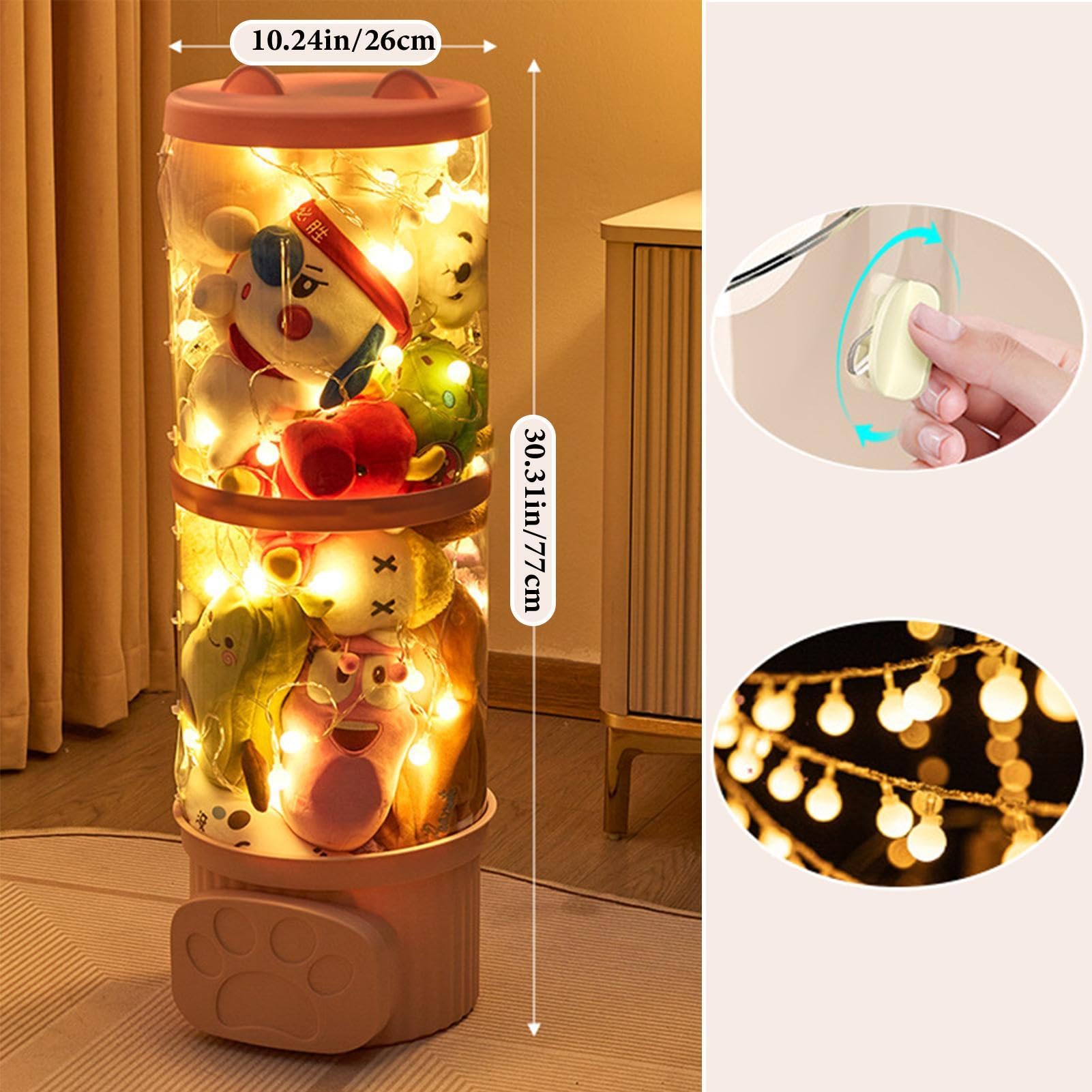 Pattumiera impilabile per giocattoli – Organizer per giocattoli luminosi | organizer per animali di peluche, tubo di immagazzinaggio impilabile, organizer per giocattoli ispessito, scatola per animali