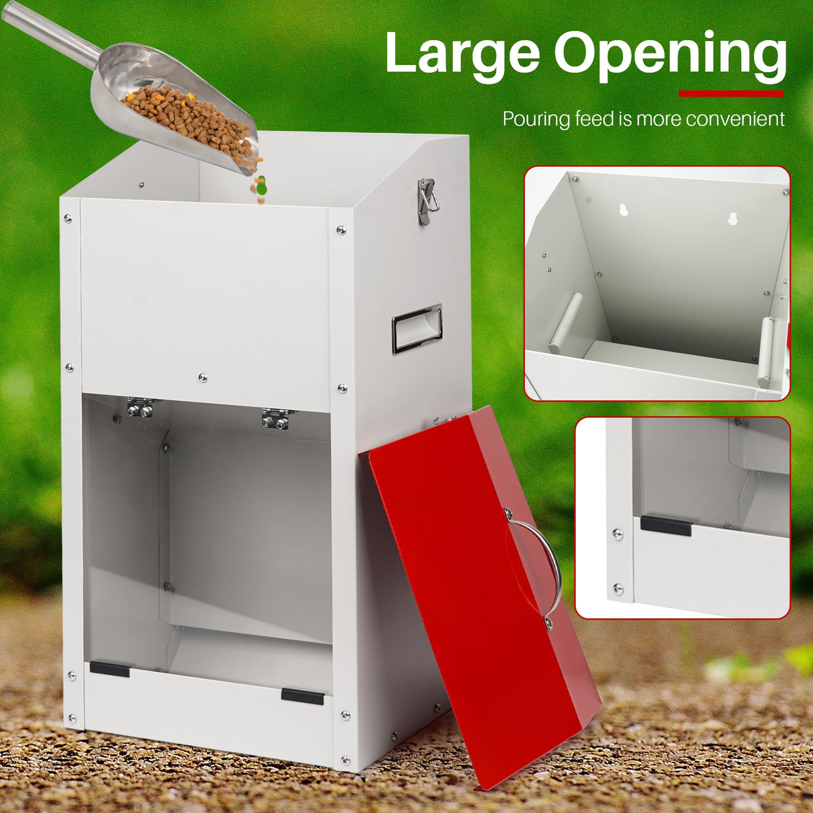 Mangiatoia per Cani, Mangiatoia Automatica Per Cani di Grossa Taglia - Capacità 11Kg, con Coperchio Per Proteggere Il Mangime, Progettata Per la Protezione Dai Roditori, Adatta All'Uso Esterno