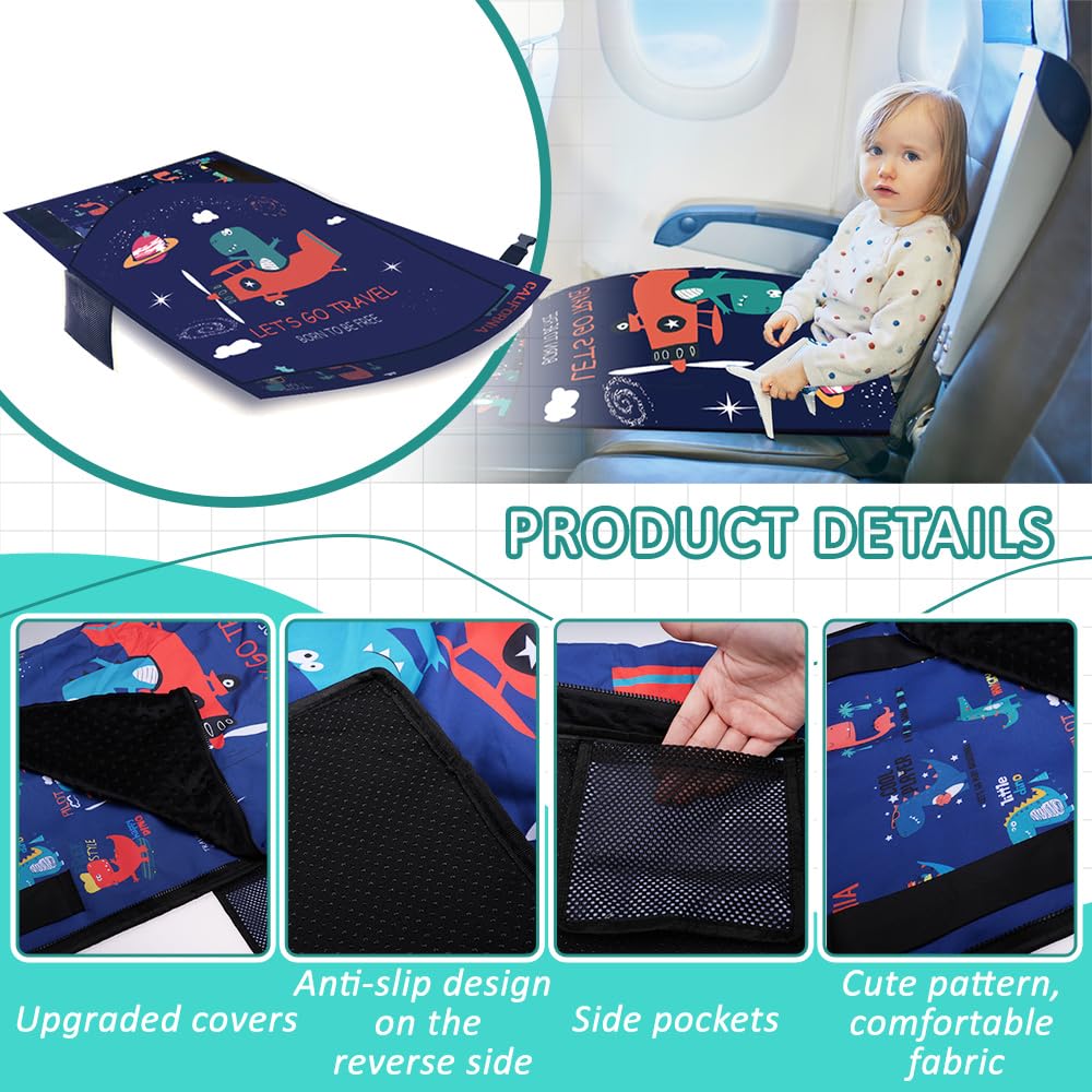 Prolunga per sedile aereo per bambini 79x44 cm pieghevole con borsa portaoggetti nero