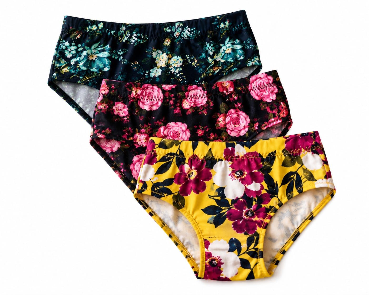 Women's Cotton Floral Printed Bikini Panties Pack of 3 | Soft Breathable Stretch Briefs | Mid Rise Comfortable Everyday Innerwear Multicolour-image-46