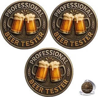 Professional Beer Tester Commemorative Coin, Funny Beer Challenge Coin for Beer Lovers, in Beer We Trust Collectible Coin, Drinking Token for Bar Collectors Gift (3PCS)