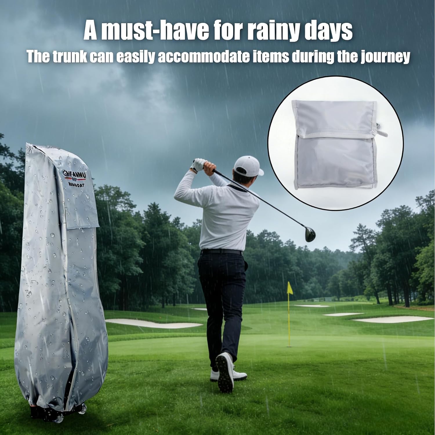 Golf Bag Rain Cover,Durable Dustproof, Travel Waterproof Gear,Golf Bag Rain Hood 50.4" (H) x 8.5" (W) x 23.2" (L)