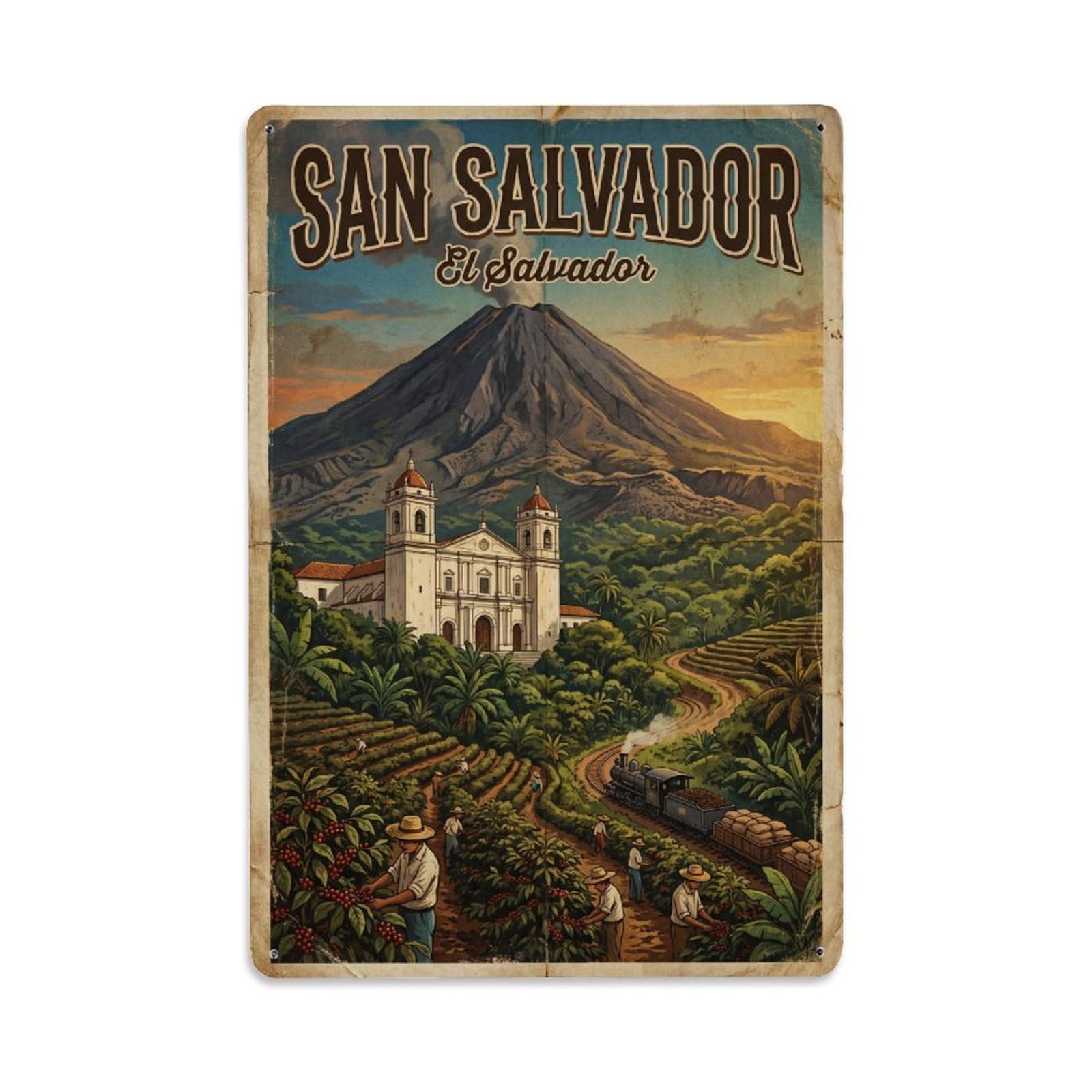 Retro El Salvador San Salvador Travel Metal Tin Sign