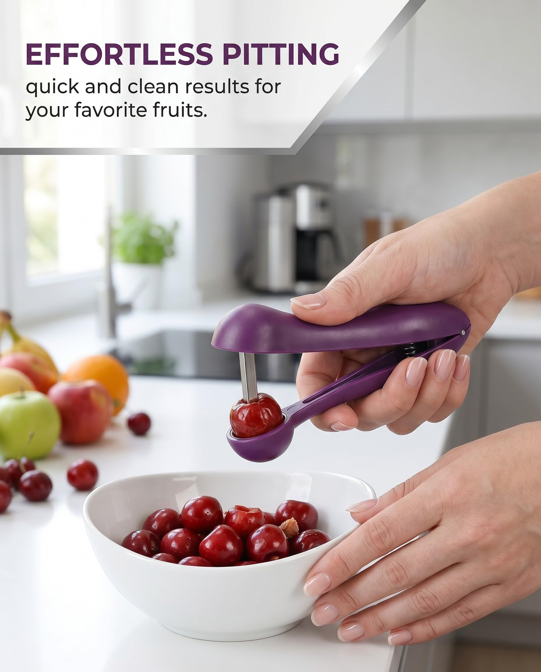 TISCH Deshuesador Cerezas y Frutas 1 Pieza Acero Inoxidable – Preciso, Rápido y sin Esfuerzo. Para Dátiles, Azufaifas y Olivas. Entkernado limpio, sin salpicaduras para postres y snacks.