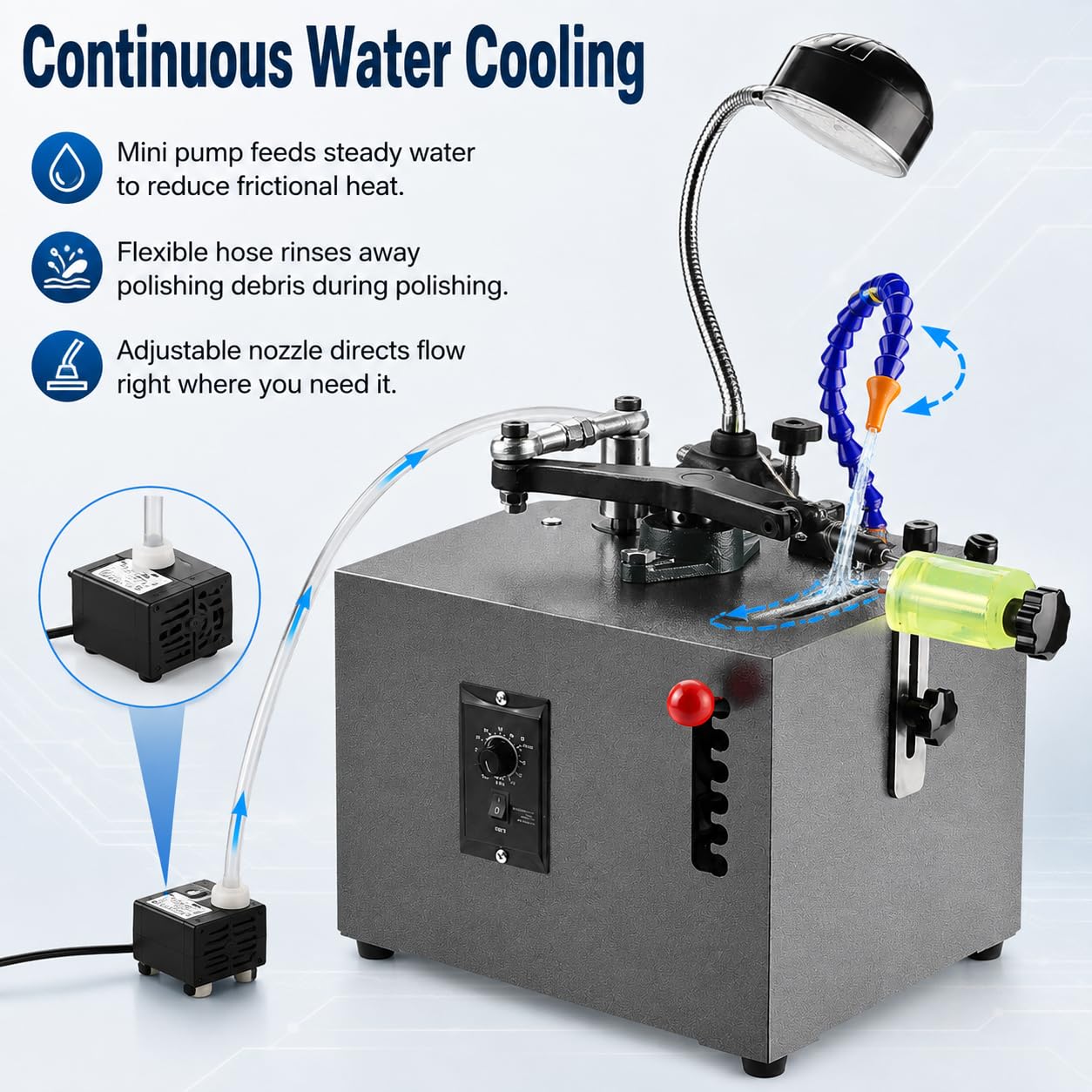 Machine de polissage de bijoux de bureau, 0-450 tr/min, cinq niveaux