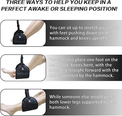 Miniatura 4 de ZOKLU - Reposapiés de viaje en avión – Soporte para hamaca de pierna de vuelo para evitar dolor de espalda, piernas, rodilla, cadera y rigidez,