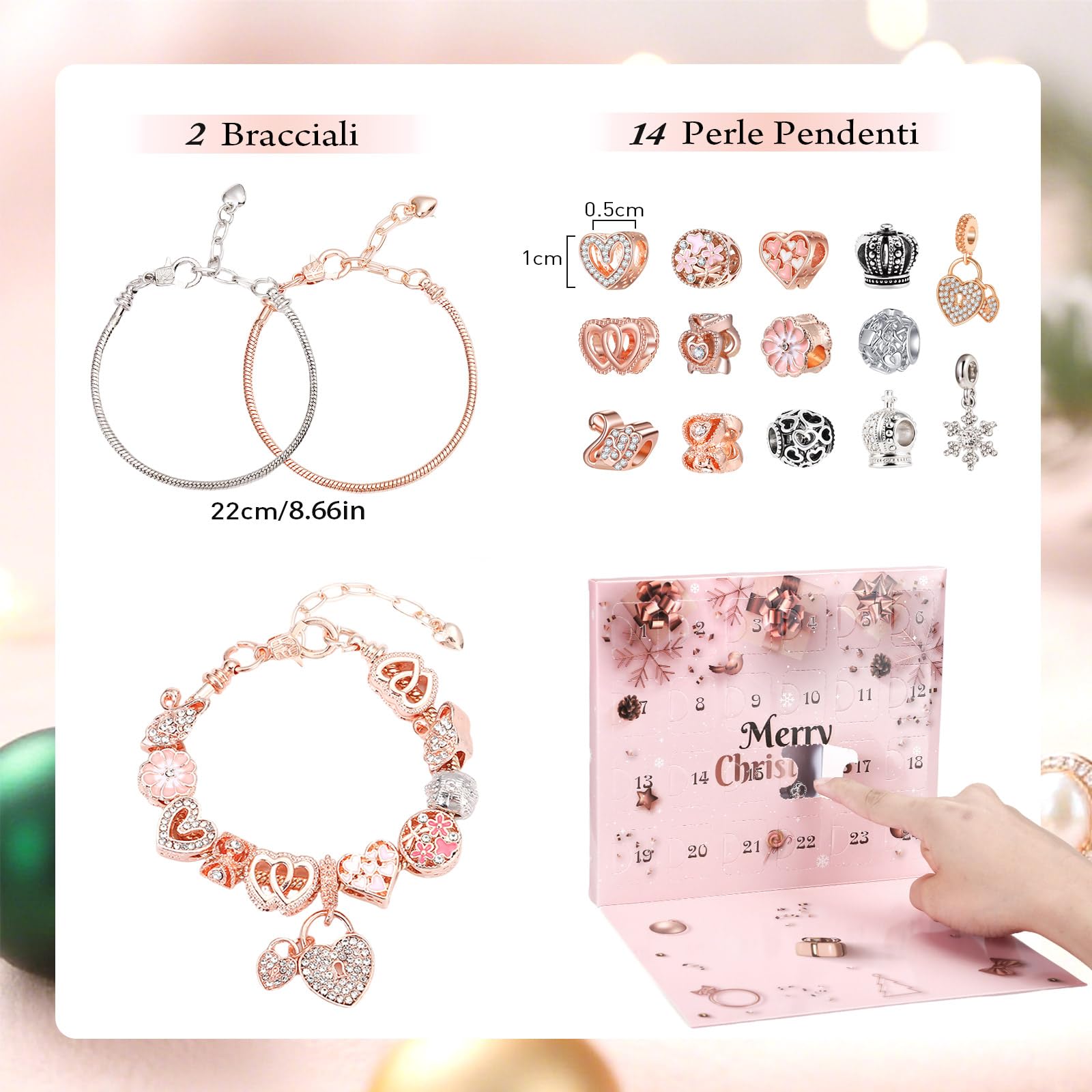 Naler Calendario Avvento 2025 Gioielli per Ragazze, Braccialetti DIY con Ciondoli, Collana, Orecchini e Anelli in Acciaio Inossidabile - Regalo Originale per Bambine 6-12 Anni