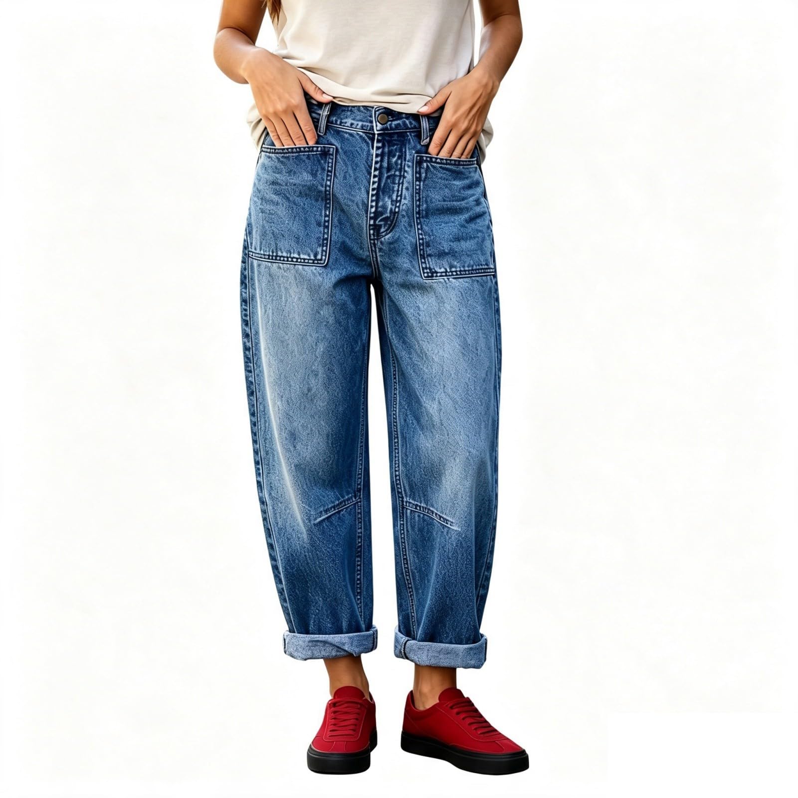 Jeans Donna Vita Alta Palazzo Jeans Vita Alta Larghi Curvy Pantaloni Denim Baggy Casual Gamba Larga Palazzo Pantaloni Elasticizzati Leggeri Wide Leg Moda Streetwear Y2k Taglie Forti Vintage