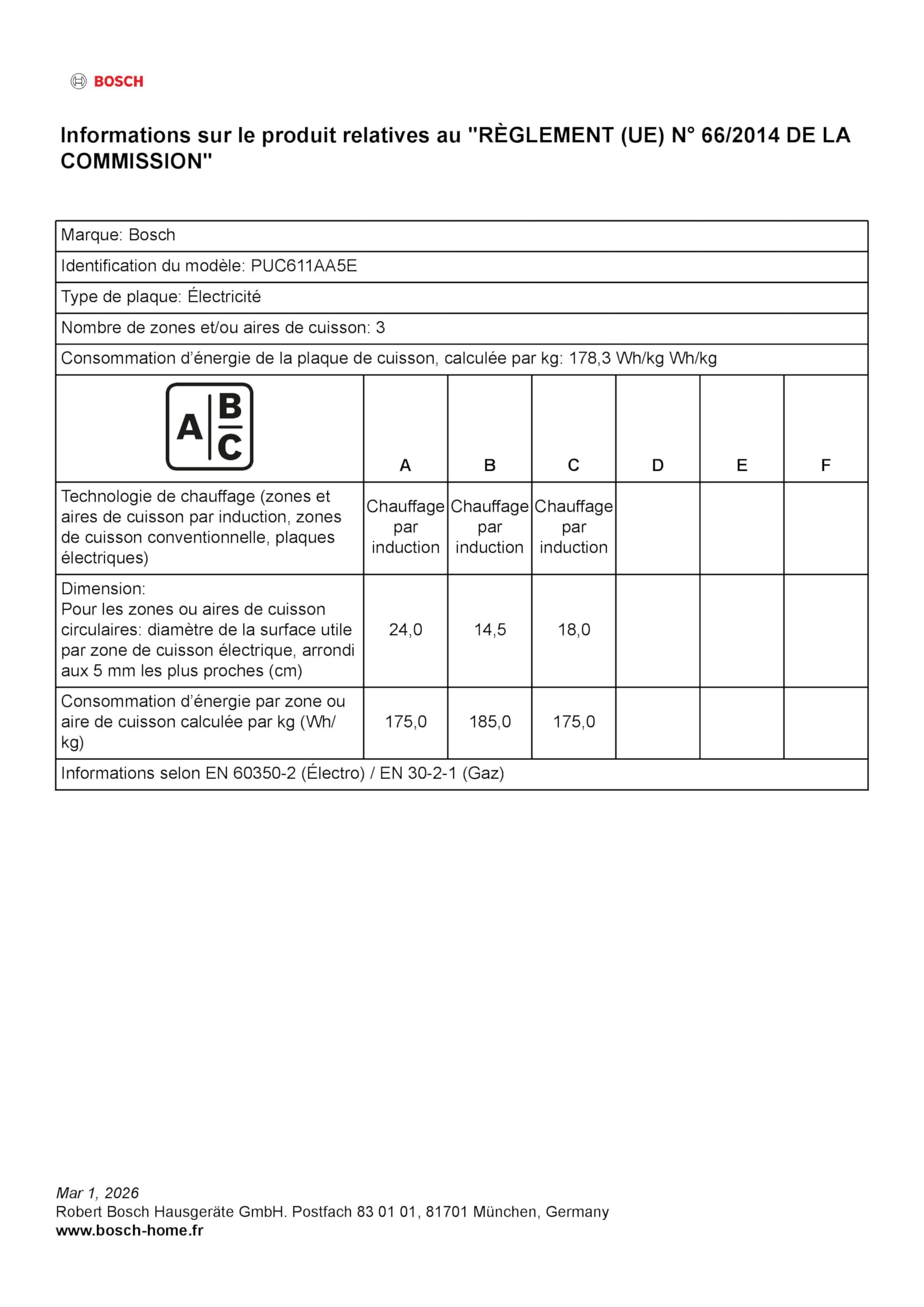 Bosch PUC611AA5E Série 2 - Plaque induction, PowerBoost