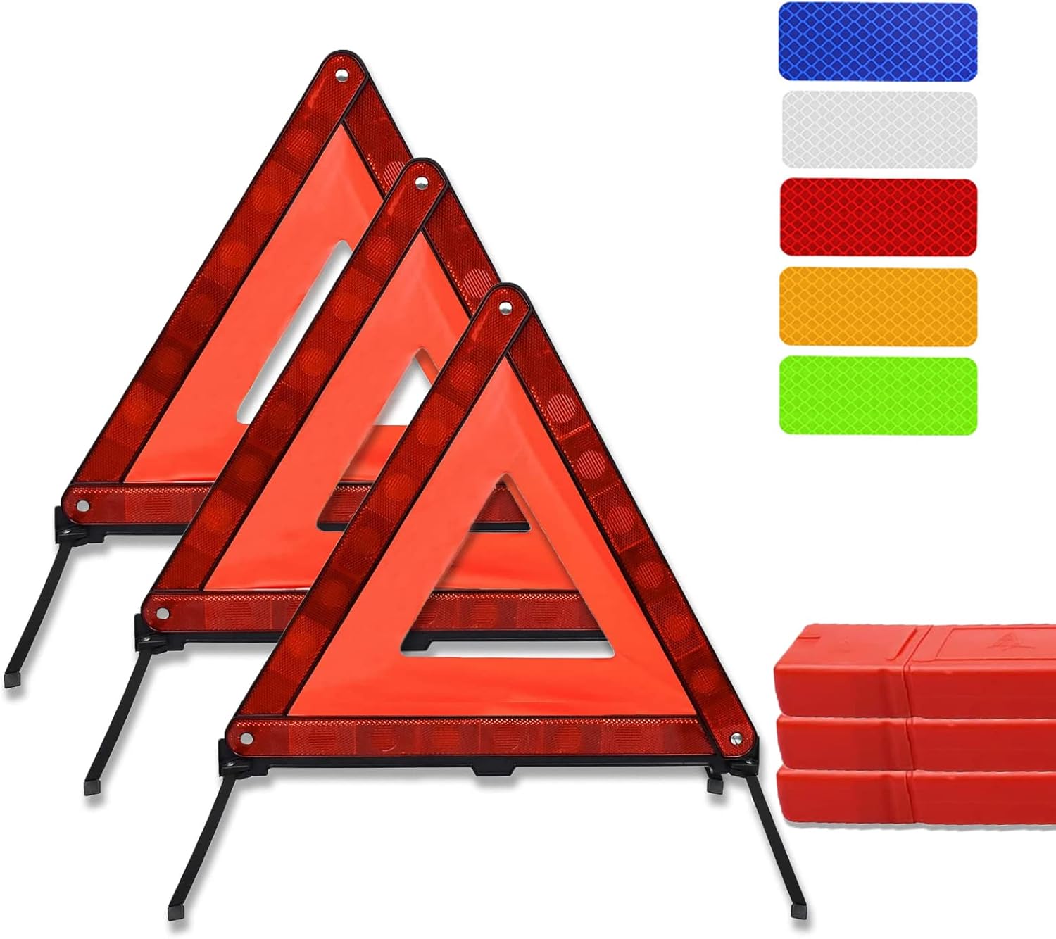 3 Pack Emergency Warning Triangles, Reflective Warning