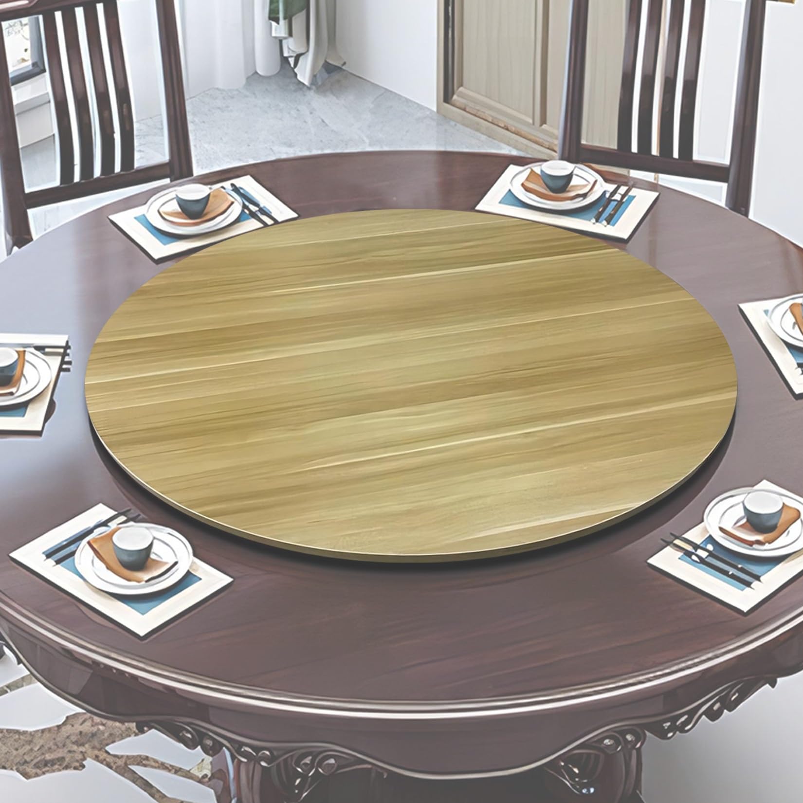 Plateau rotatif rond en bois Lazy Susan avec roulement silencieux