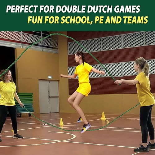 Miniatura 5 de Cuerda de saltar doble holandesa para niños y adultos, juegos familiares, cuerda de saltar ajustable para niños y niñas de 16 pies para saltar al