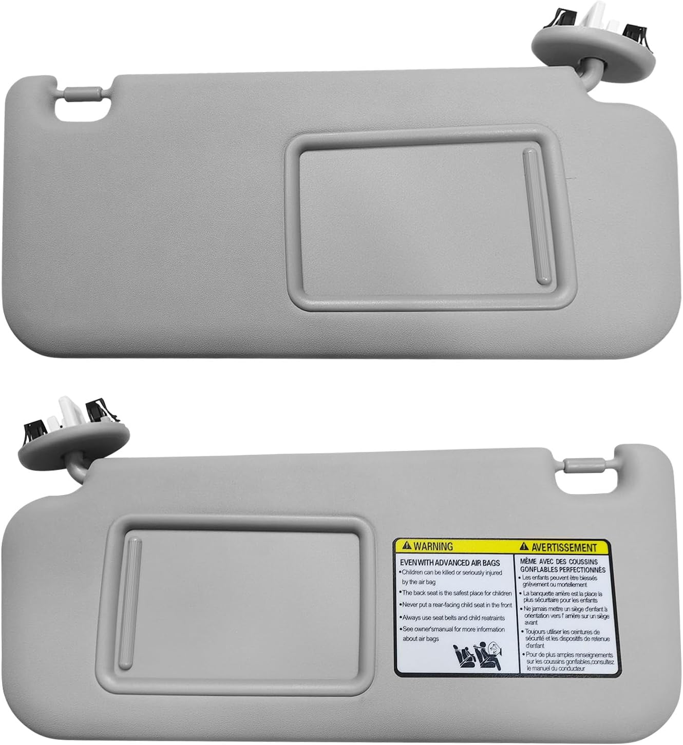 Front Left Driver and Right Passenger Side Sun Visor Replacement Compatible with Toyota RAV4 2006 2007 2008 2009 2010 2011 2012 2013 Replace 74320-42501-B2, 74320-42500-B0 Gray