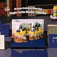 Vista 2 de Calendario 3D 2026 – Calendario de tiempo, calendario de escritorio 2026, bloc de notas, castillo mágico, bloc de notas 3D, notas adhesivas