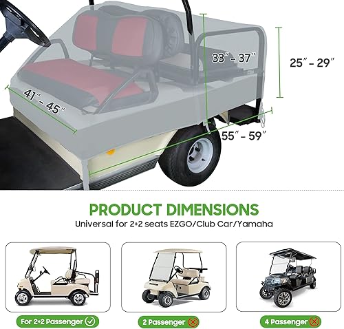 Miniatura 6 de 10L0L Funda protectora impermeable para asiento de carrito de golf para 4 pasajeros EZGO Club Car Yamaha, una gran cubierta para mantener los