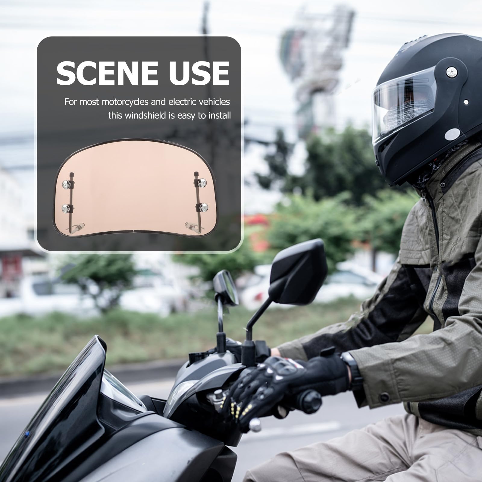 Zerodeko Parabrezza per Moto in PC e Ferro, Set 1 Pezzo, Deflettore Grande per Scooter ed Elettrico, Migliora la Sicurezza di Guida