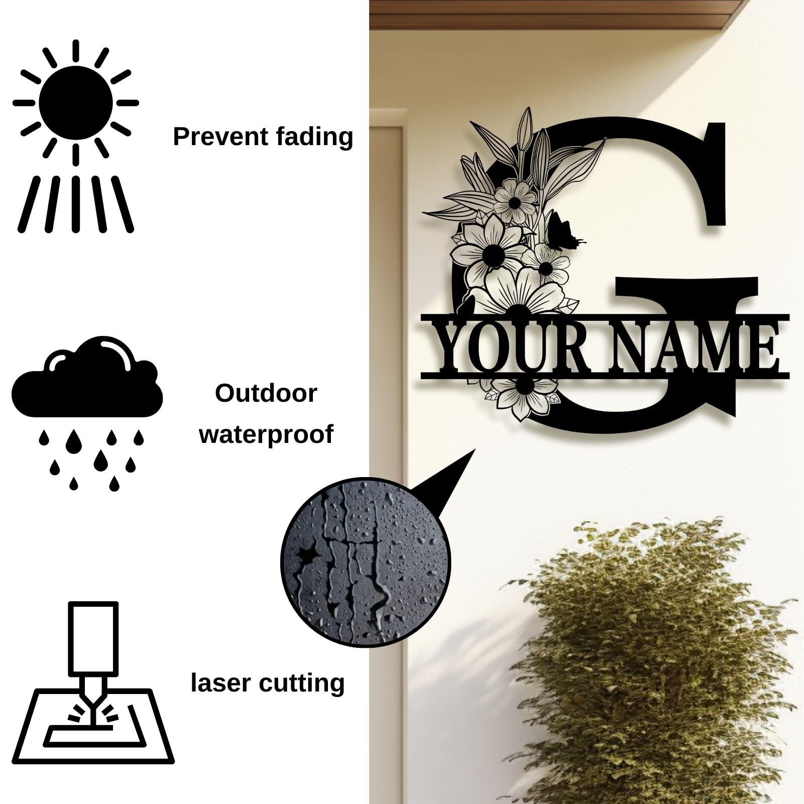 Personalized Family Name Metal Sign - Custom Last Name Wall Art For Home, Letters A-Z, Multiple Sizes