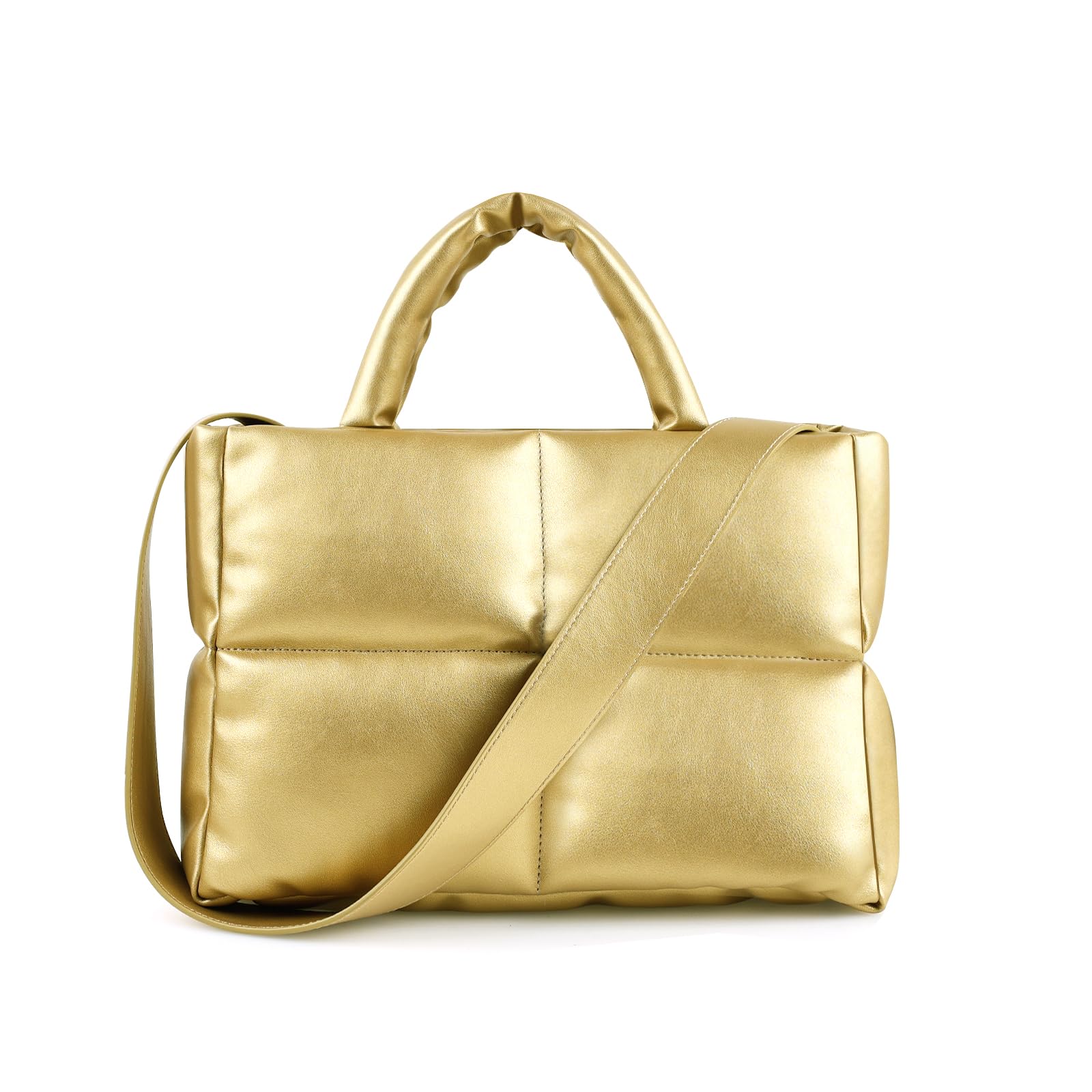 CANOX acolchado bolsos de mano, bolso de hombro de cuero de la PU Puffer Tote Bag con cremallera, Crossbody bolso de hombro Hobo Bag para las mujeres