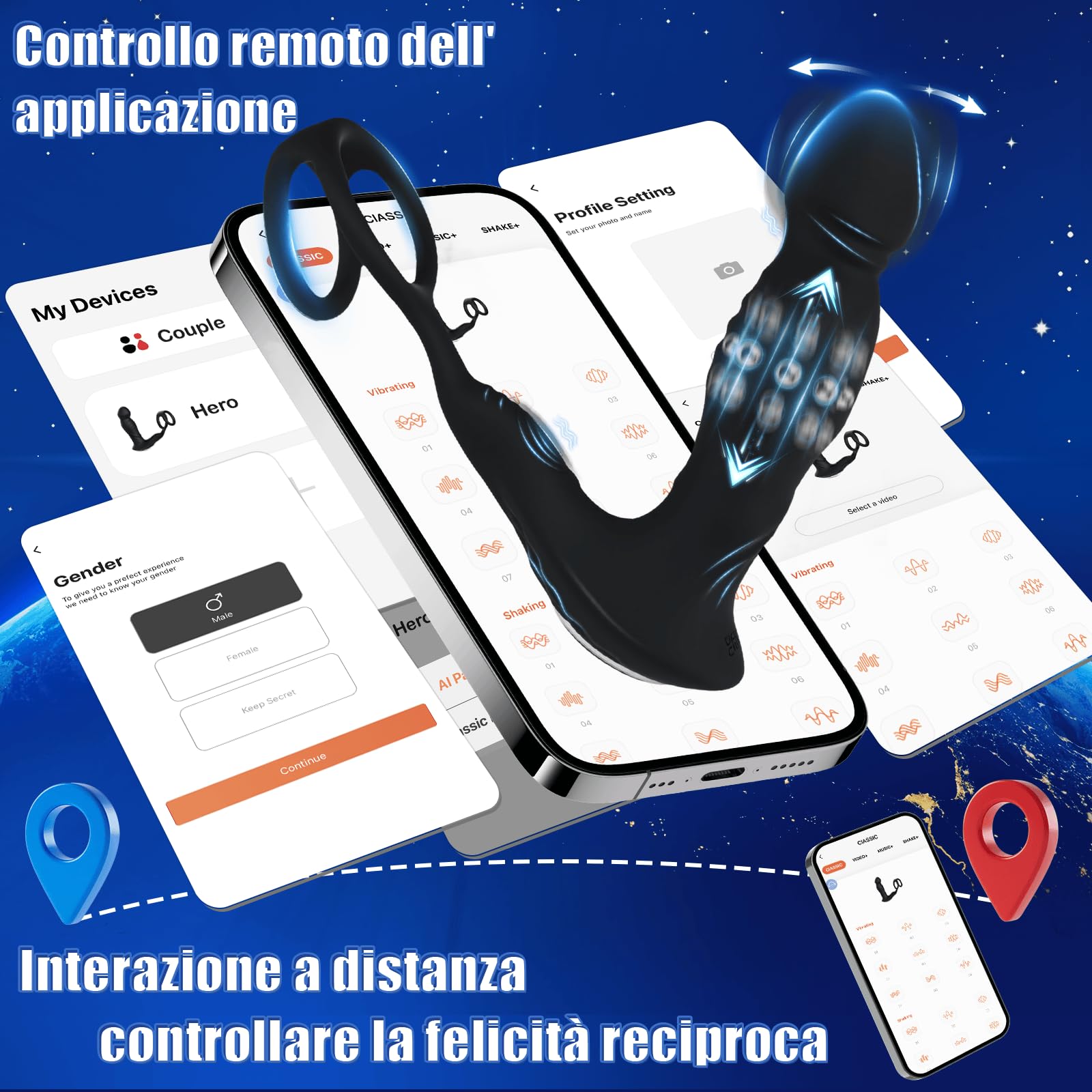 Vibratori Anali per Uomo Massaggiatore Prostatico con 9 Modalità Dildo Anale con Anello per Pene Stimolatore Prostata in Silicone Plug Anale Vibratore Uomo Coppie Sex Toys Dilatatore APP & Telecomando