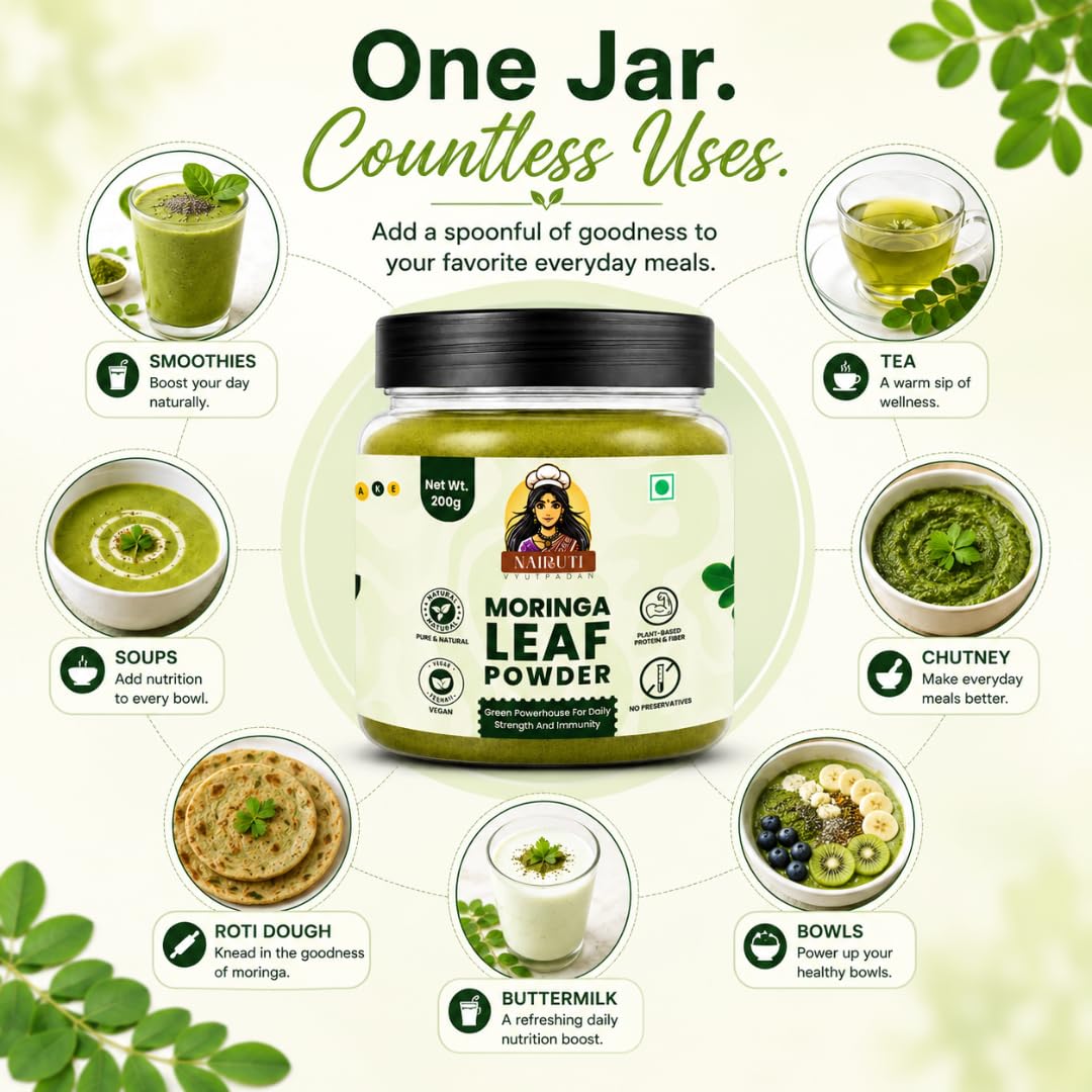 Moringa Powder 200g – Superfood Drumstick Leaf Powder for Immunity, Energy & Detox – Rich in Antioxidants & Protein – Natural Herbal Nutrition – Smoothies, Tea & Daily Wellness – Chemical-Free — Amazon image 5