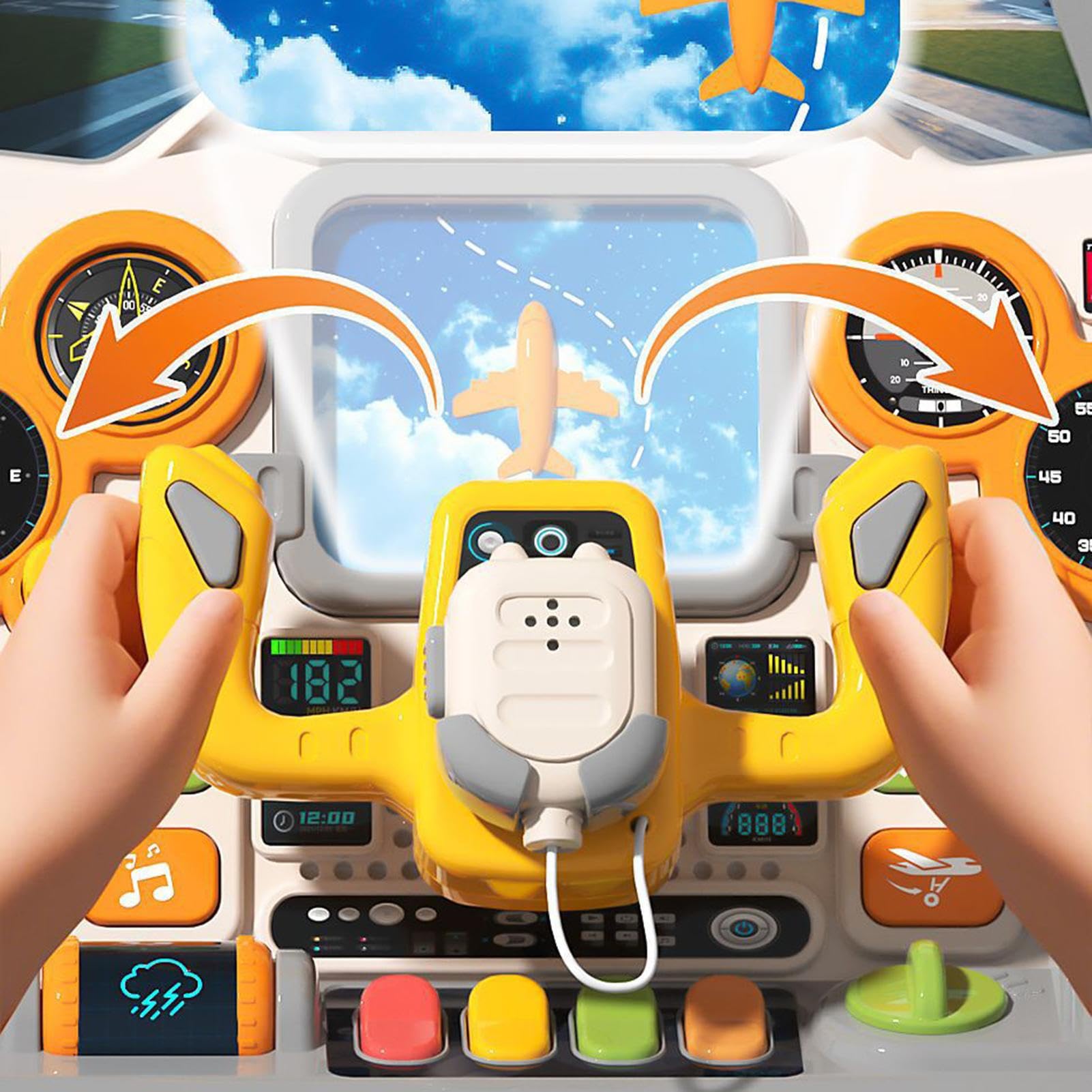 Generisch Jouet simulateur de cockpit d'avion, jeu de cockpit interactif, lumière et son, jouet interactif réaliste pour enfants, pour filles, maternelle, activités intérieures