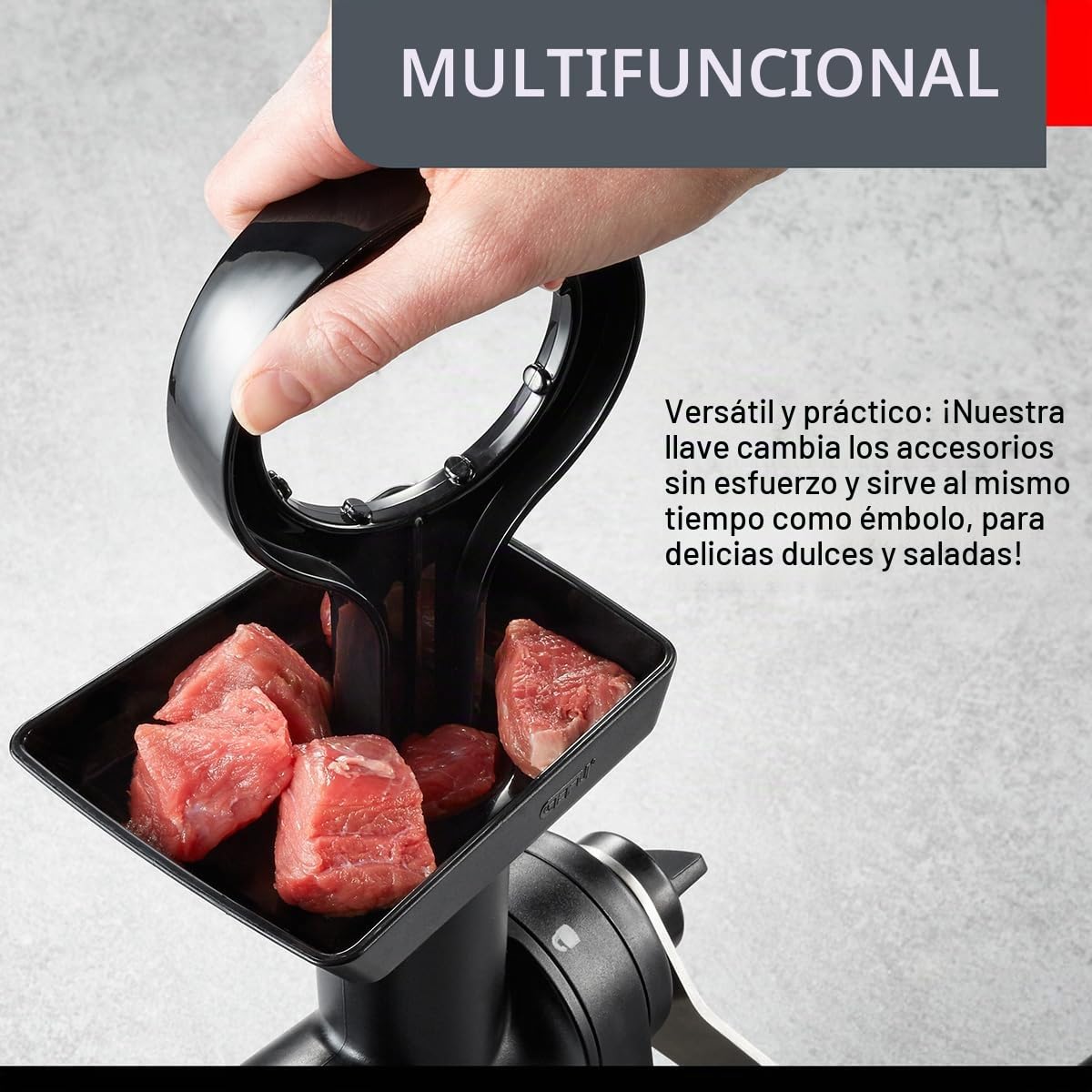 Gefu GE19090 Transforma – Picadora de Carne de Acero Inoxidable de 38 x 13,5 x 40,5 cm.