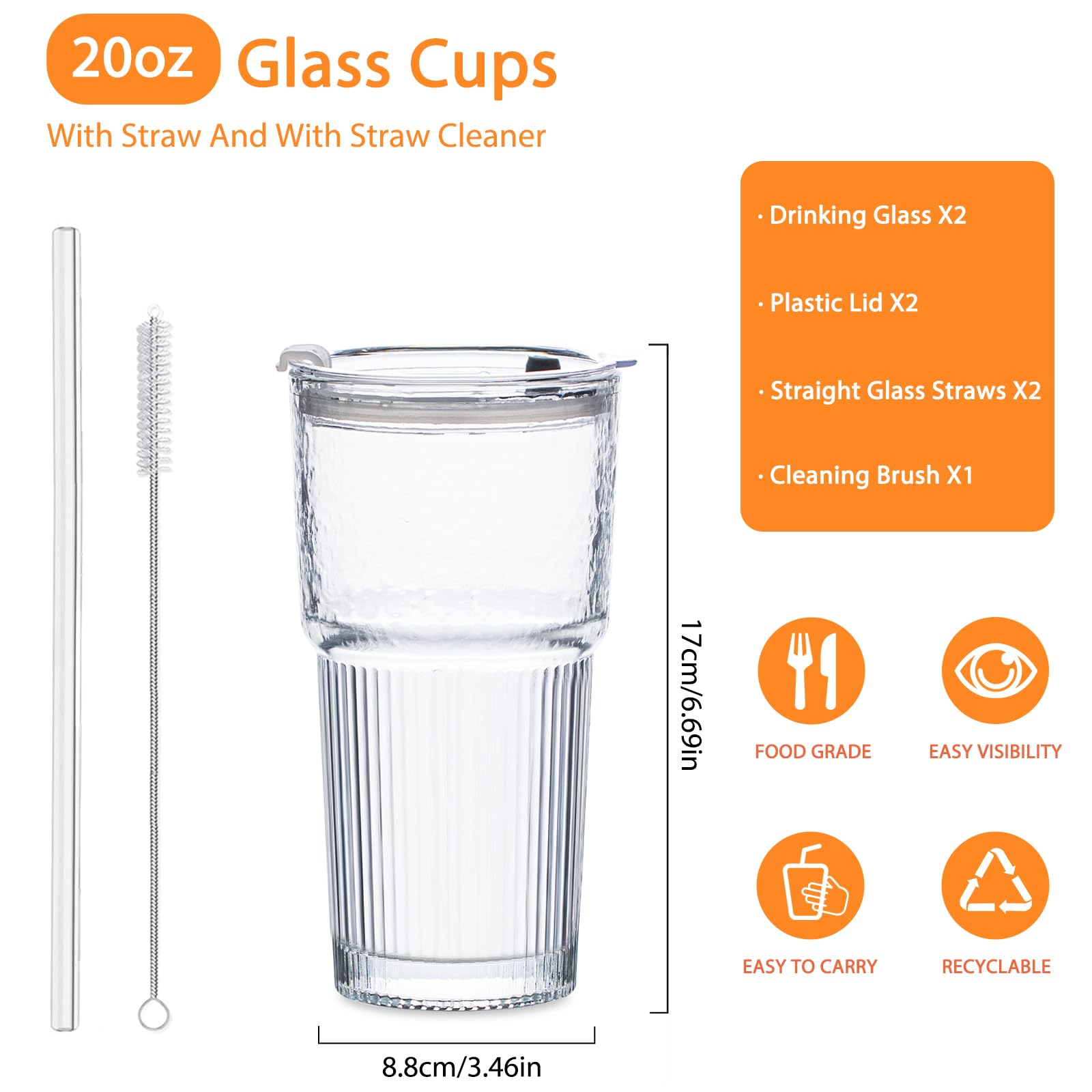 SoulTimes Iced Coffee Cup With Glass Lids and Straws 1