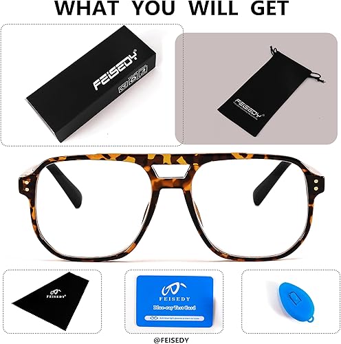 Miniatura 8 de FEISEDY Retro Aviador Lectura Gafas Mujeres Hombres Azul Bloqueo Luz Lector Plástico Ligero Marco B0071