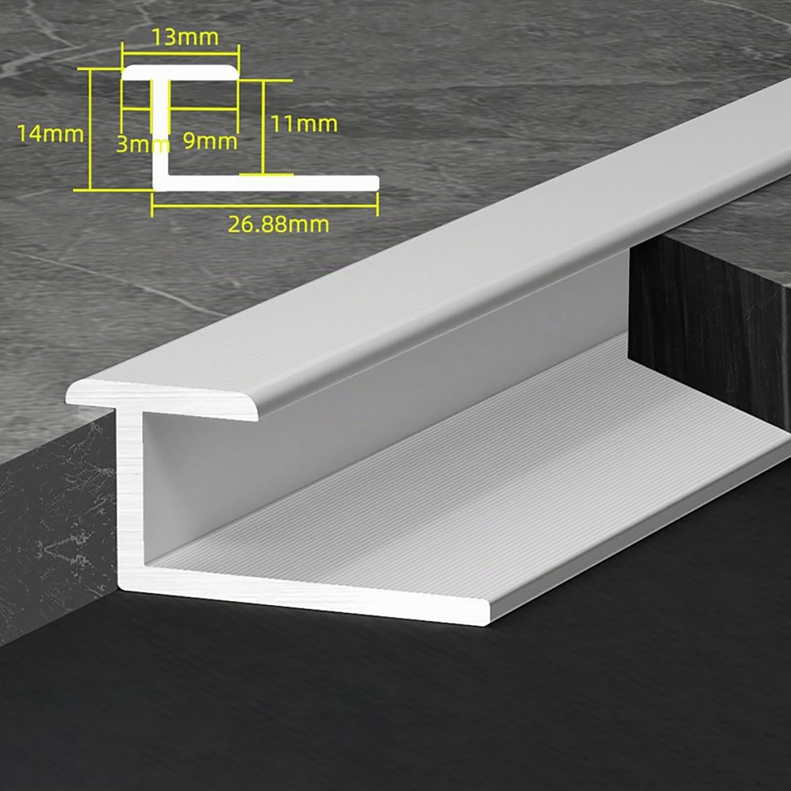 Tira De Transición Para Pisos, 135cm X 2 Piezas, Riel De Transición Para Baldosas, Laminado, Madera, Alfombra PVC, Reductor Estrecho, Tira De Umbral Para Pisos De Cerámica Y Madera(Silver,H:11