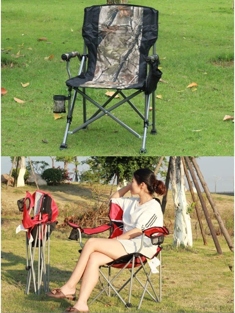 Krzesło Kempingow Fotel Z Oparciem Na Zewnątrz Beach Camping Przenośne Składane Krzesło Fotel Wypoczynkowy Z Uchwytem Na Kubek I Bocznymi Kieszeniami na balkon, piknik, do wnętrz (Color : A, Size :