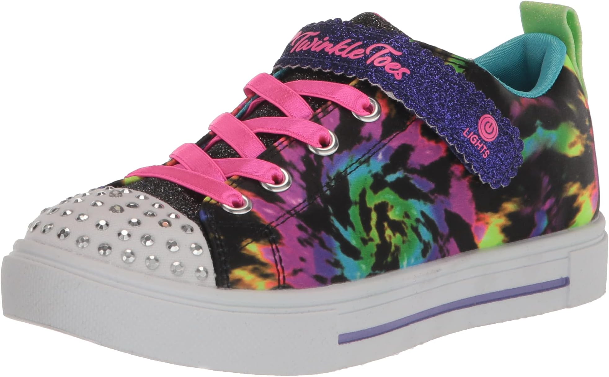 SkechersKids Twinkle Toes Twinkle Sparks -Stormy Bright Sneaker, Black/Multi, 2.5 Little Kid