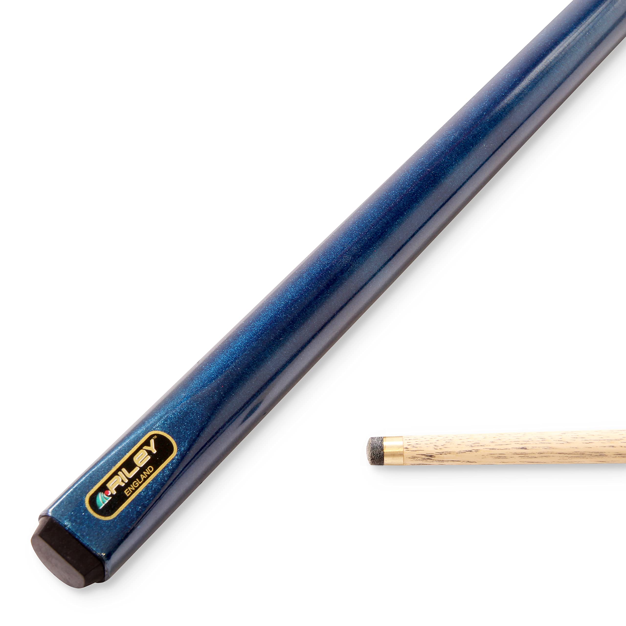 Riley METALLIC BLUE Butt 2 Piece Ash Snooker & Pool Cue - 9.5mm Tip, 17oz - 18oz