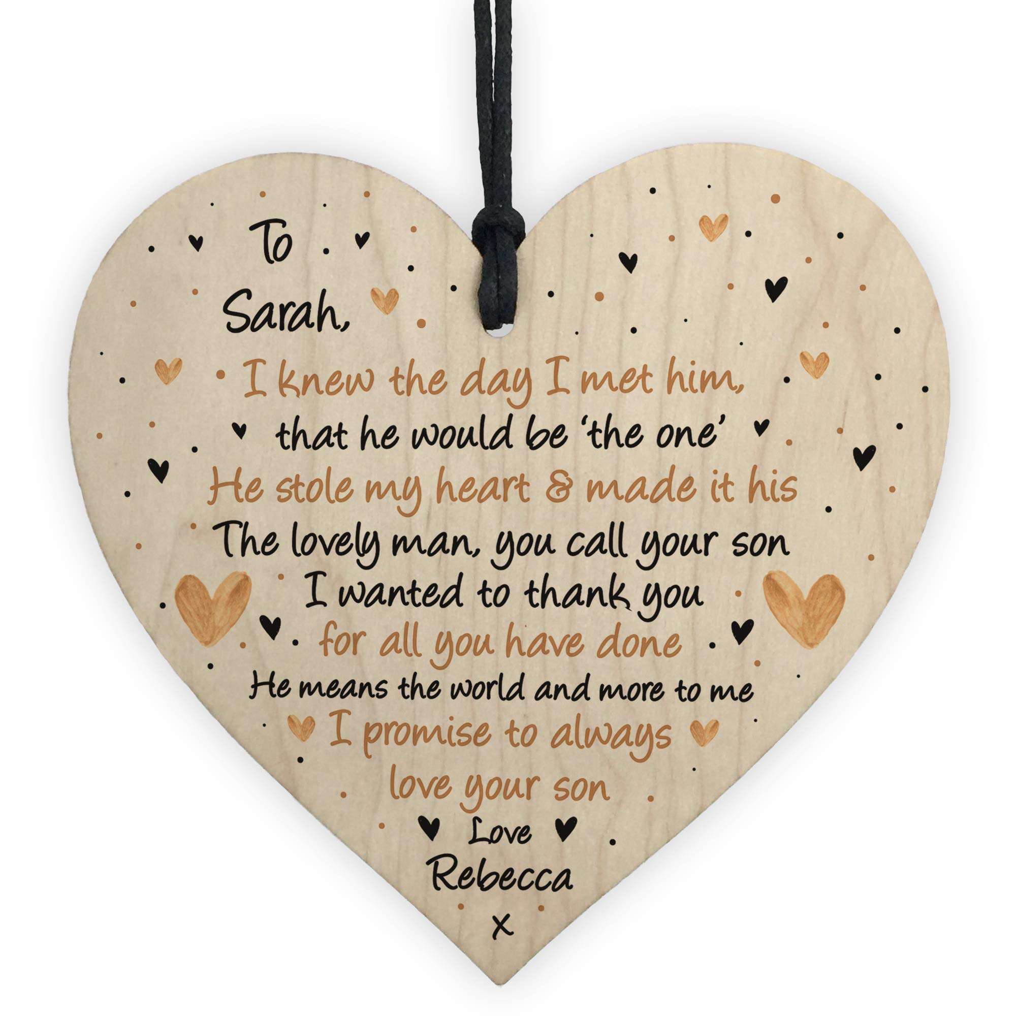 Red Ocean Mother of The Groom Wooden Heart Parents of The Groom Personalised Gifts