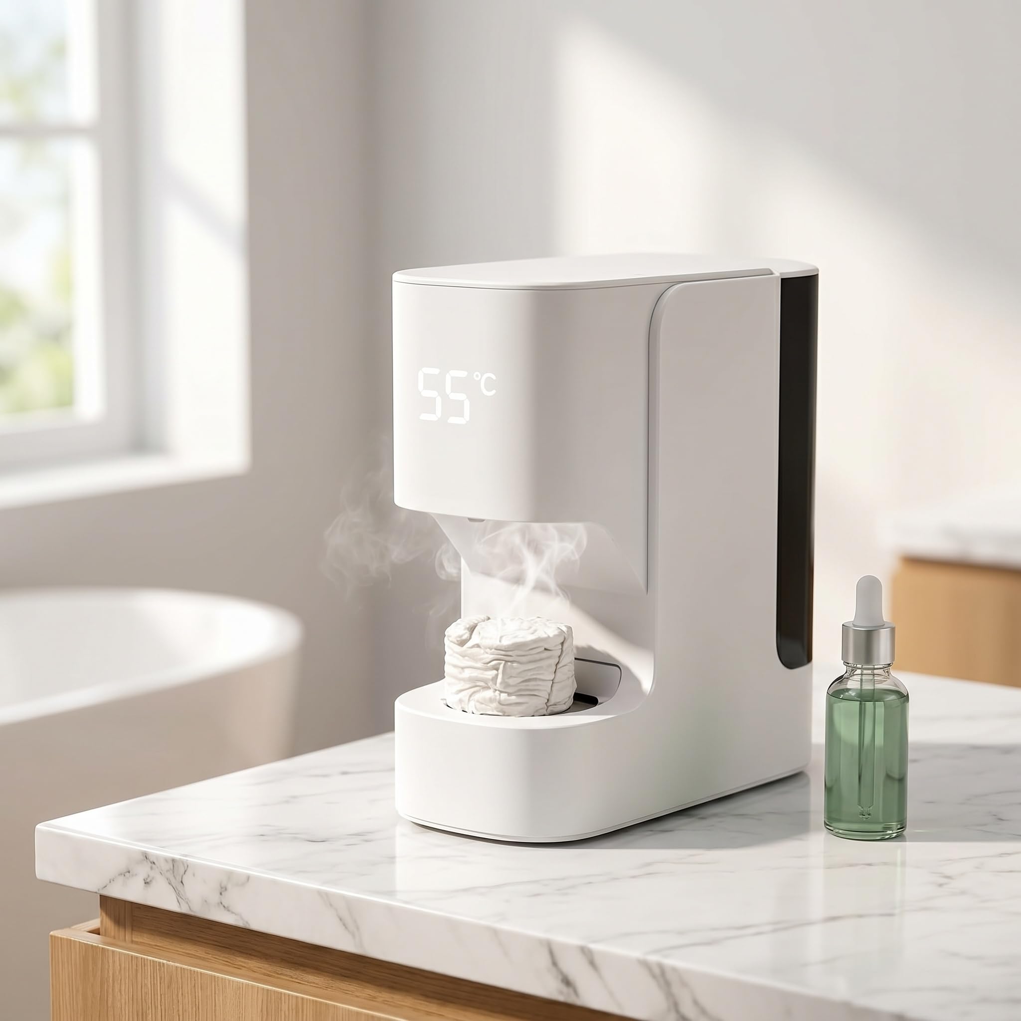 Automatischer Handtuchwärmer, Konstante Temperatur 55 °c, Intelligente Sprachausgabe, Ideal Für Wellness Und Badezimmer, Inklusive 20 Komprimierten Handtüchern, Machine+Towel