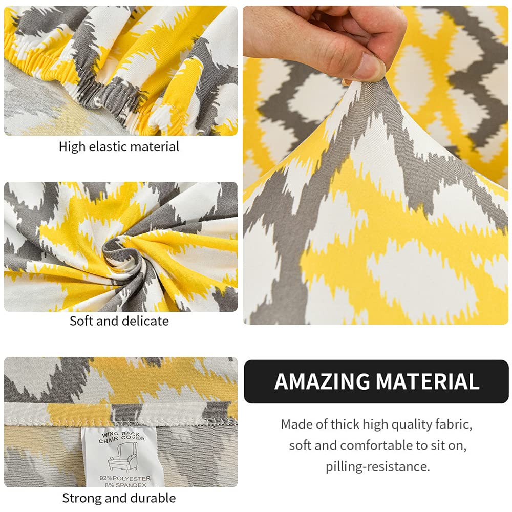 Copripoltrona Elasticizzato Con Orecchie - 2 Pezzi Per Divano A 1 Posto, Lavabile E Rimovibile Per Soggiorno O Camera (Giallo)