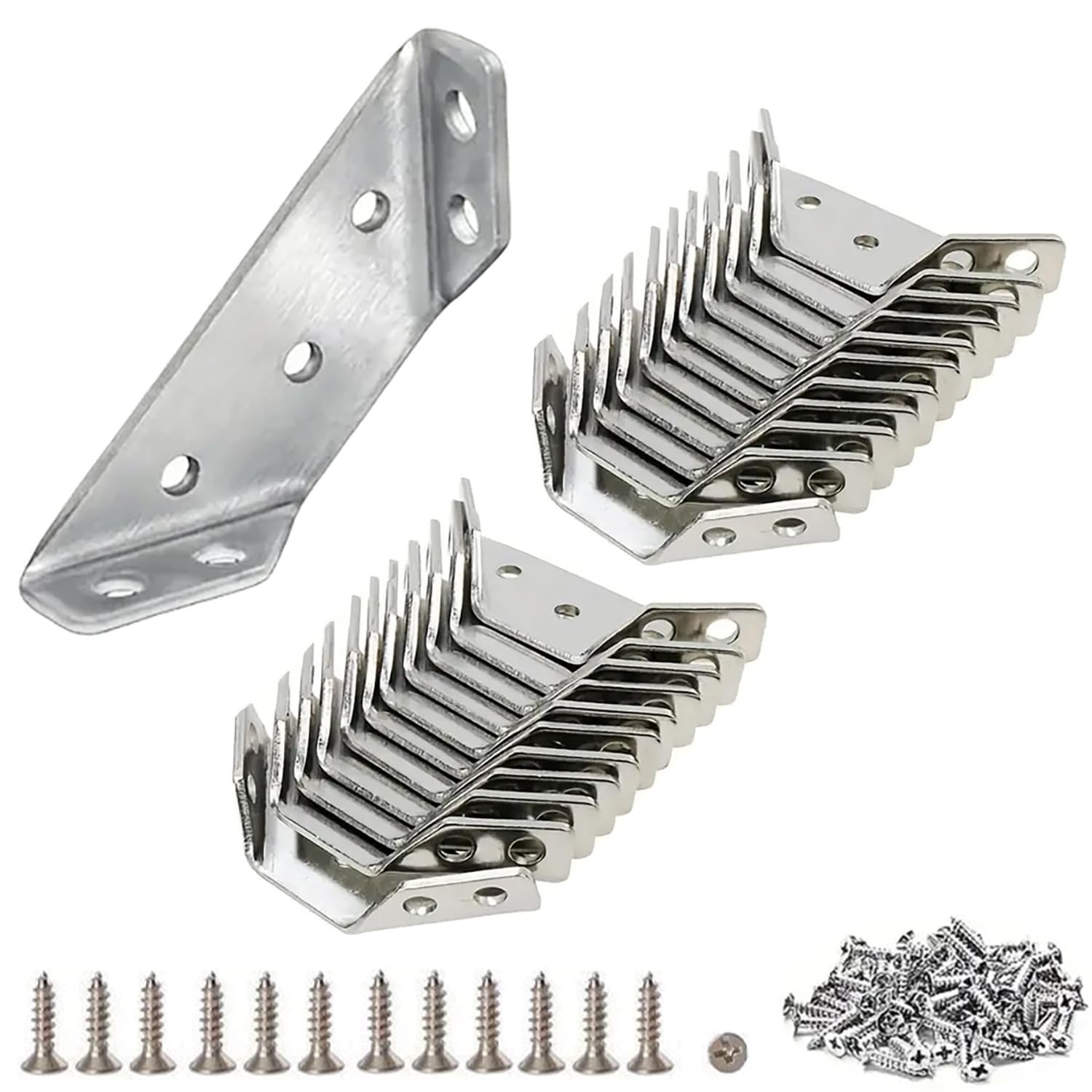 Stainless Steel L Brackets for Wood – Heavy Duty Corner Bracket, Angle Bracket, Corner Brace, L Brackets for Shelf, Table, Cabinet, Drawer, Furniture